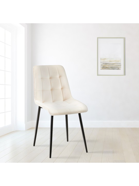 Set van 2 eetkamerstoelen Gifford fluweel, crème