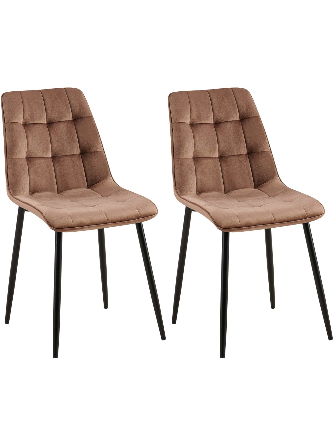 Set van 2 eetkamerstoelen Gifford fluweel, bruin