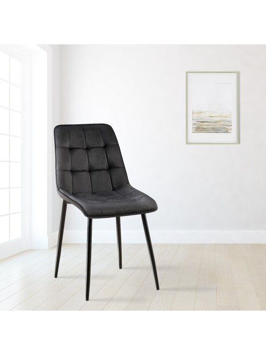 Set van 2 eetkamerstoelen Gifford fluweel, zwart