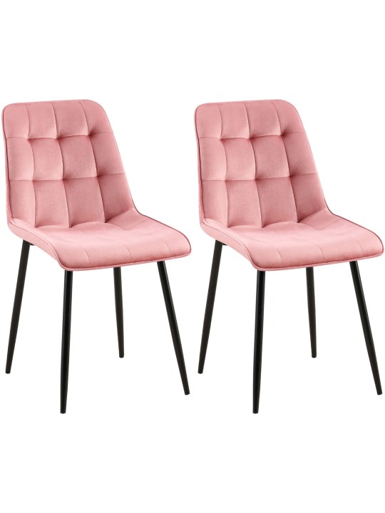 Set van 2 eetkamerstoelen Gifford fluweel, roze