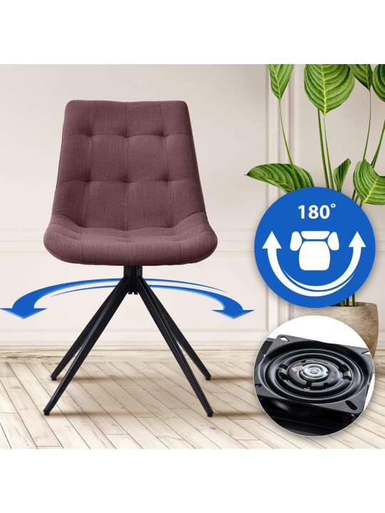 Set van 2 eetkamerstoelen Merna stof, bruin