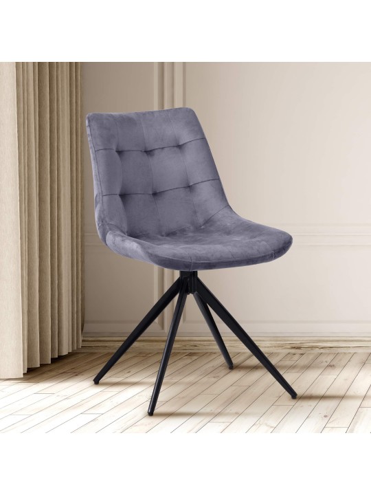 Set van 2 eetkamerstoelen Merna fluweel, donkergrijs