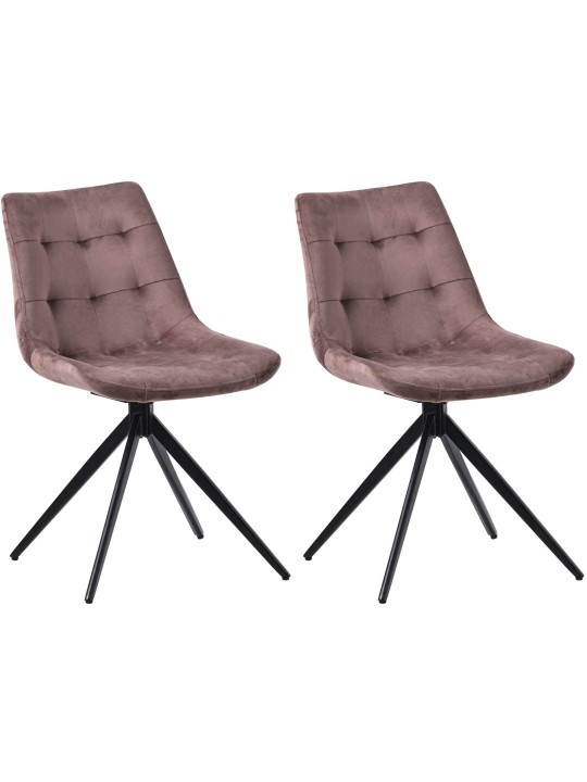Set van 2 eetkamerstoelen Merna fluweel, bruin