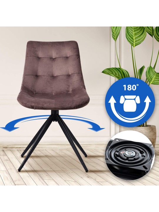 Set van 2 eetkamerstoelen Merna fluweel, bruin