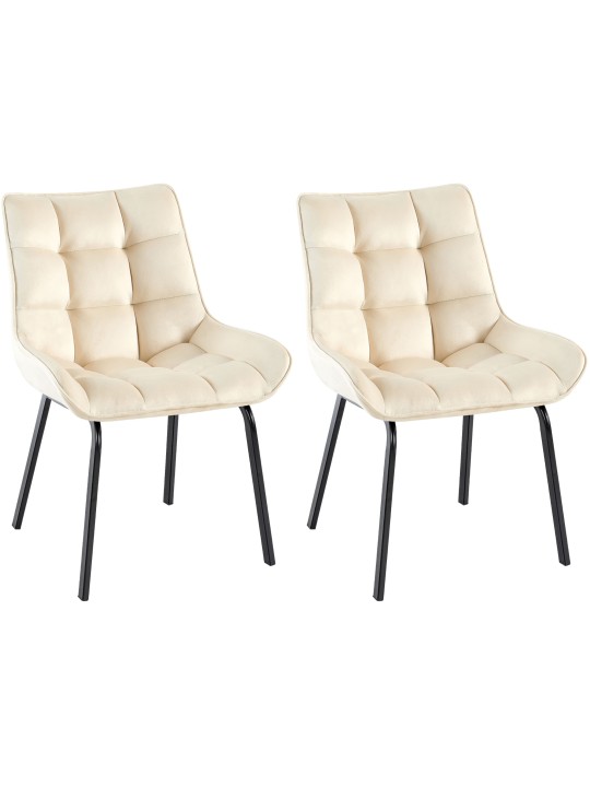 Set van 2 stoelen Saranda fluweel, crème