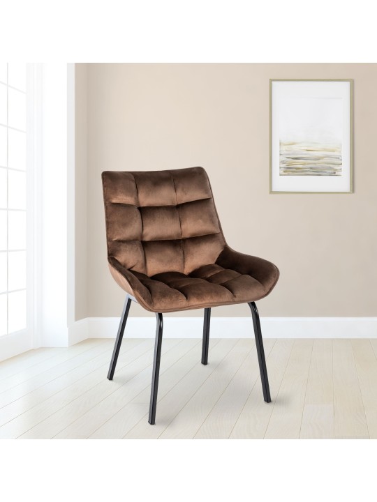 Set van 2 stoelen Saranda fluweel, bruin