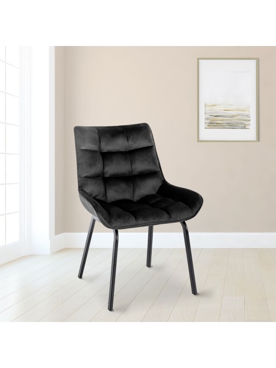 Set van 2 stoelen Saranda fluweel, zwart