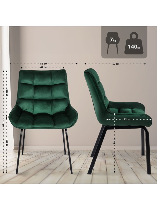 Set van 2 stoelen Saranda fluweel, groen
