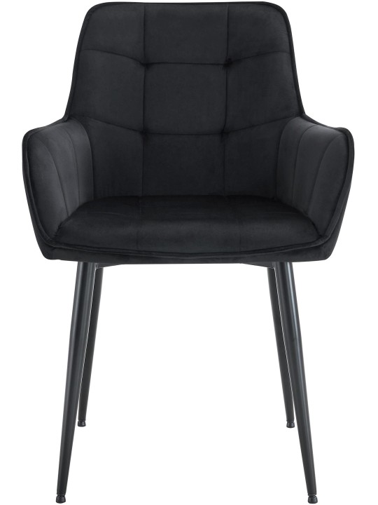 Set van 2 Ferndale fluwelen eetkamerstoelen, zwart