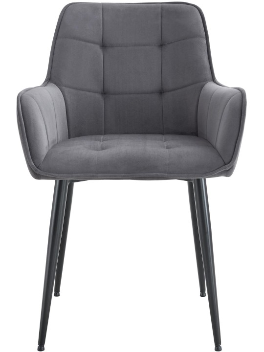 Set van 2 Ferndale fluwelen eetkamerstoelen, donkergrijs