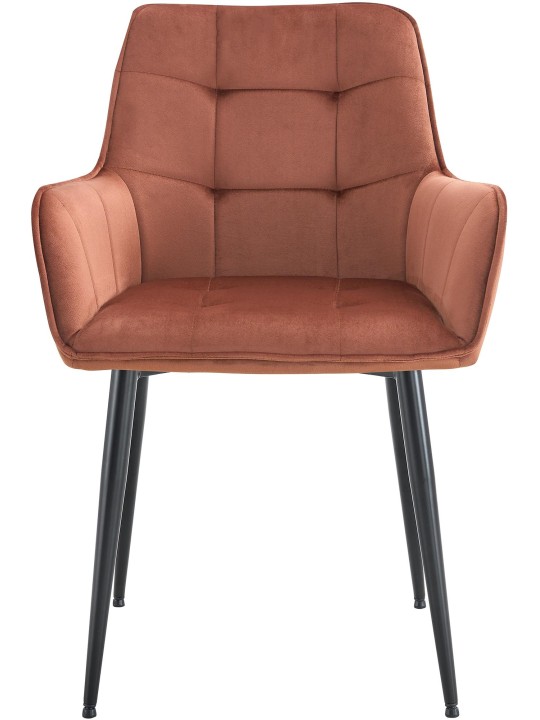 Set van 2 Ferndale fluwelen eetkamerstoelen, bruin