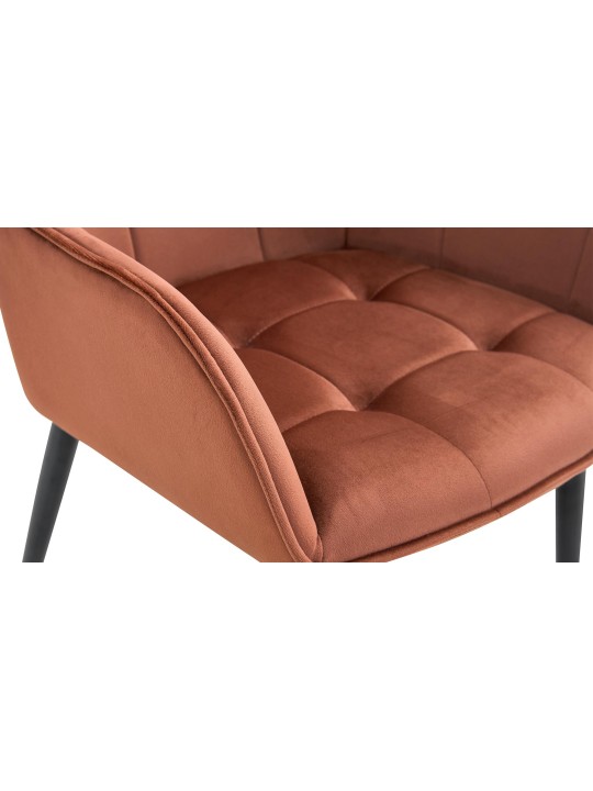 Set van 2 Ferndale fluwelen eetkamerstoelen, bruin