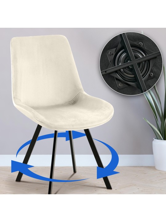 Set van 2 eetkamerstoelen Lewes fluweel, crème