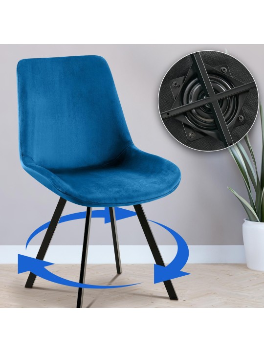 Set van 2 eetkamerstoelen Lewes fluweel, donkerblauw