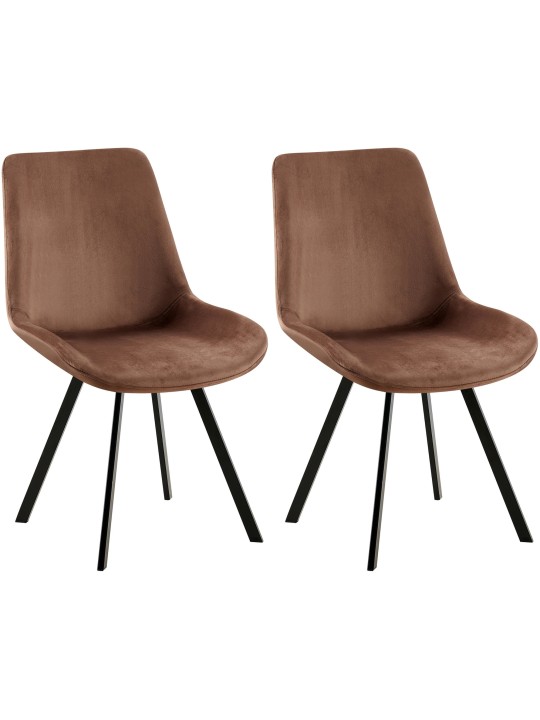 Set van 2 eetkamerstoelen Lewes fluweel, bruin Set van 2 eetkamerstoelen Lewes fluweel, bruin