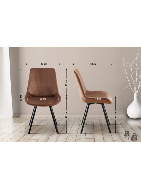 Set van 2 eetkamerstoelen Lewes fluweel, bruin Set van 2 eetkamerstoelen Lewes fluweel, bruin