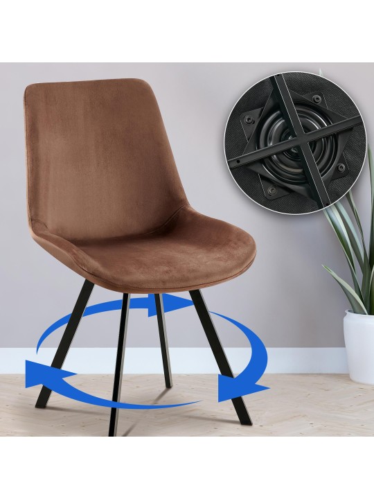 Set van 2 eetkamerstoelen Lewes fluweel, bruin Set van 2 eetkamerstoelen Lewes fluweel, bruin