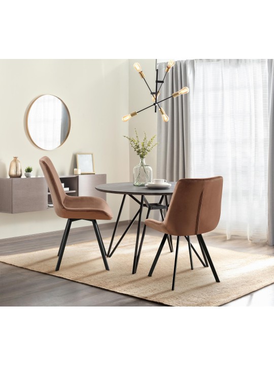 Set van 2 eetkamerstoelen Lewes fluweel, bruin Set van 2 eetkamerstoelen Lewes fluweel, bruin