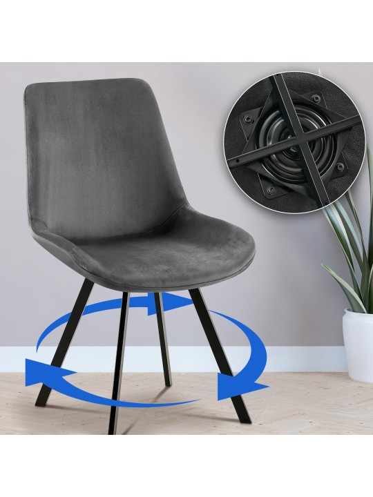 Set van 2 eetkamerstoelen Lewes fluweel, donkergrijs