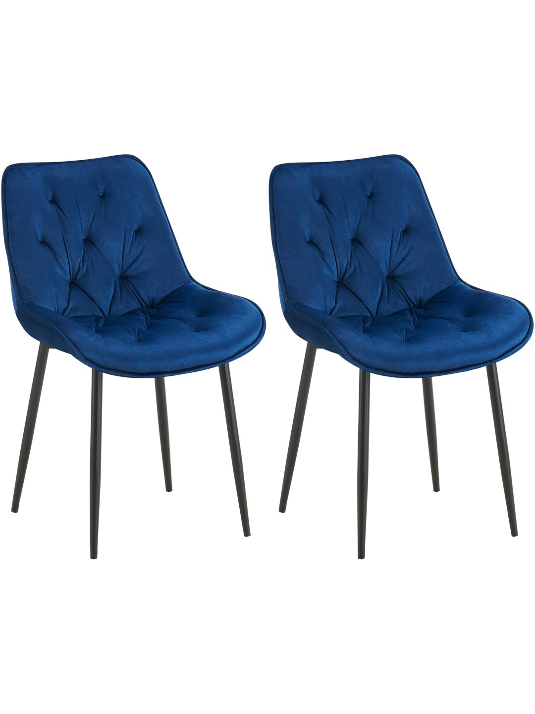 Set van 2 eetkamerstoelen Wallace fluweel, blauw