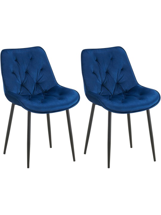 Set van 2 eetkamerstoelen Wallace fluweel, blauw