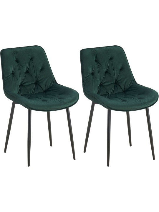 Set van 2 eetkamerstoelen Wallace fluweel, groen