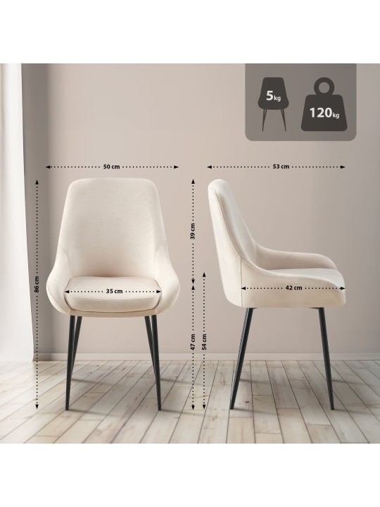 Elmira fluwelen eetkamerstoel, crème Elmira fluwelen eetkamerstoel, crème