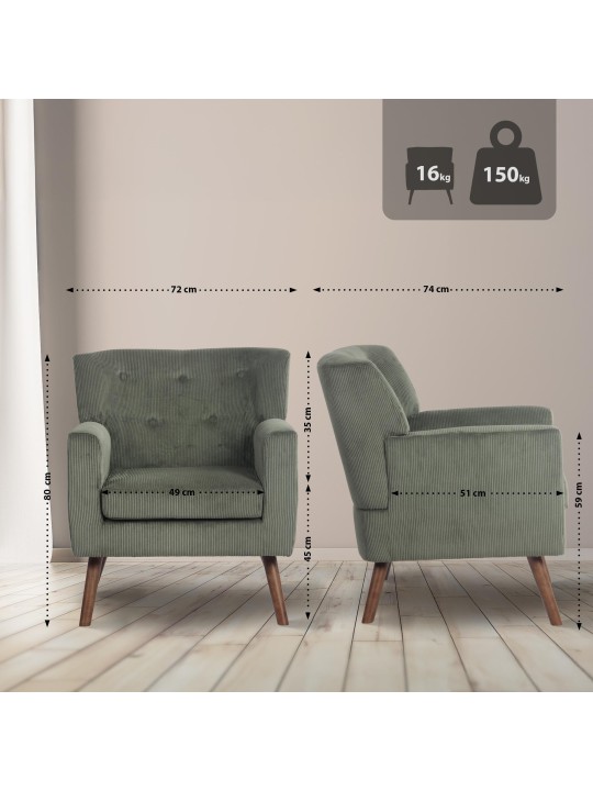 Fauteuil Kioni Koord, groen Fauteuil Kioni Koord, groen