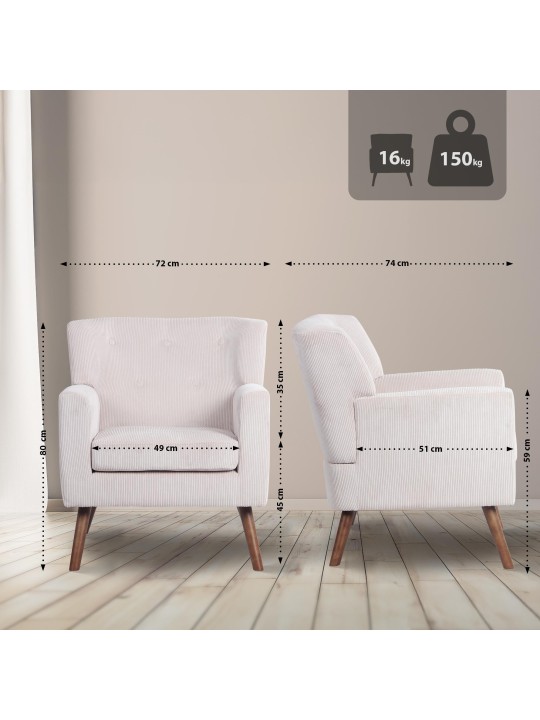 Fauteuil Kioni Koord, crème