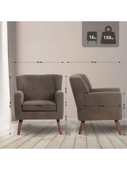 Fauteuil Kioni Koord, donkerbruin Fauteuil Kioni Koord, donkerbruin