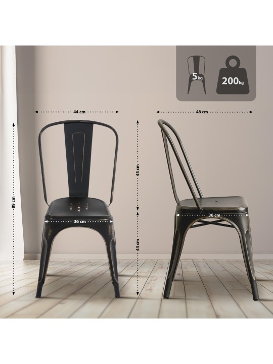 Stoel Benedikt antiek, zwart-goud