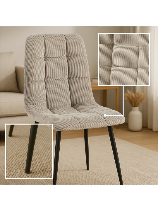 Eetkamerstoel Antibes Cord, taupe Eetkamerstoel Antibes Cord, taupe