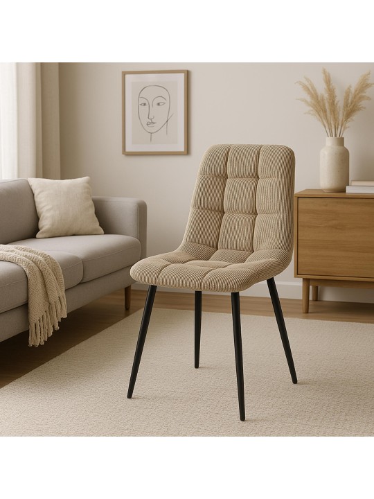 Eetkamerstoel Tilde Cord, taupe Eetkamerstoel Tilde Cord, taupe