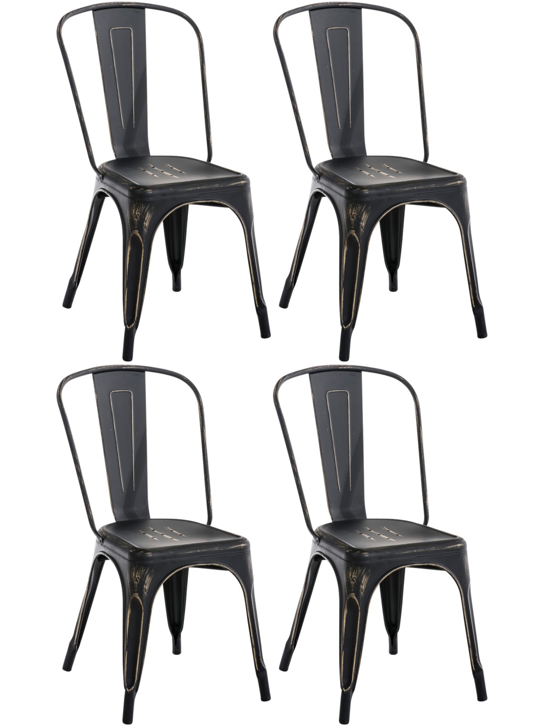 Set van 4 antieke Benedikt stoelen, zwart-goud