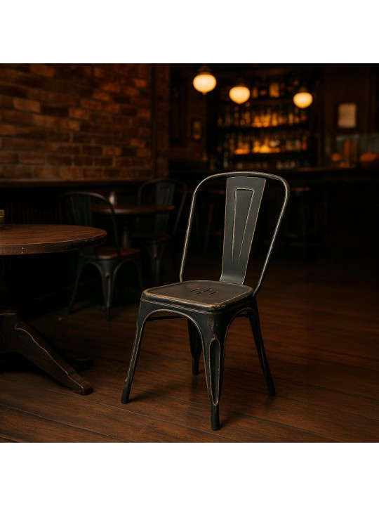 Set van 4 antieke Benedikt stoelen, zwart-goud