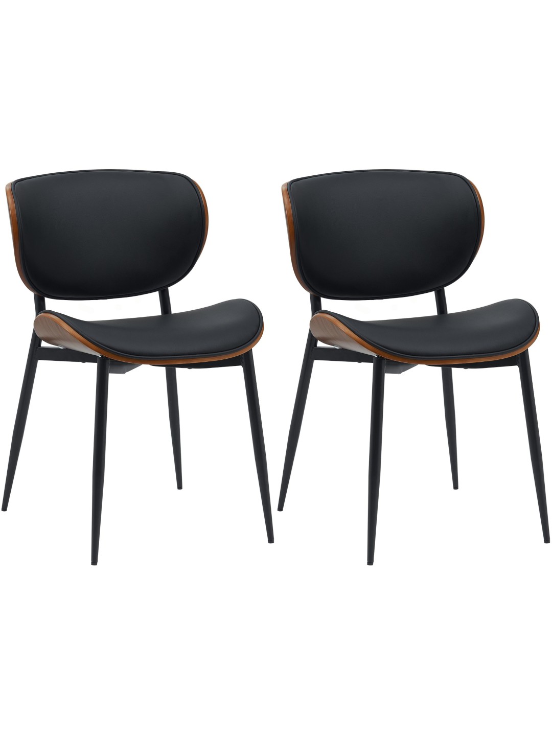 Set van 2 eetkamerstoelen Enid kunstleer, walnoot/zwart