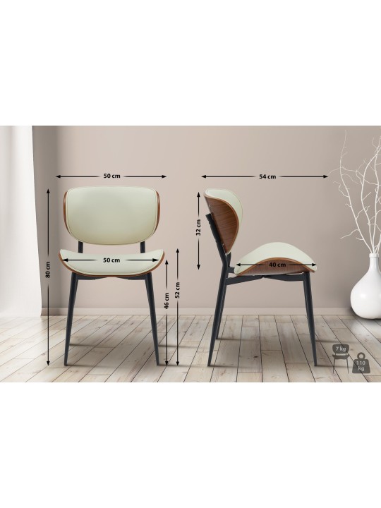 Set van 2 eetkamerstoelen Enid kunstleer, walnoot/crème Set van 2 eetkamerstoelen Enid kunstleer, walnoot/crème