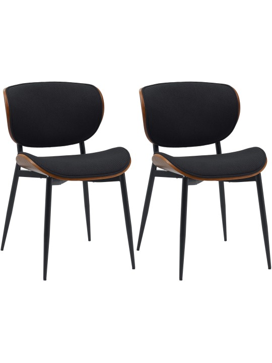 Set van 2 eetkamerstoelen Enid stof, walnoot/zwart