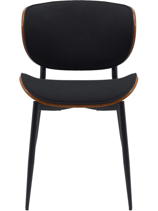 Set van 2 eetkamerstoelen Enid stof, walnoot/zwart