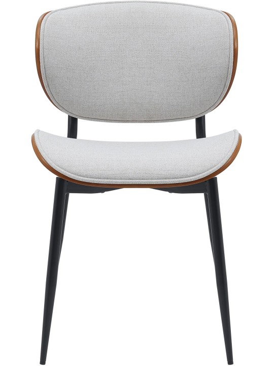 Set van 2 eetkamerstoelen Enid stof, walnoot/crème