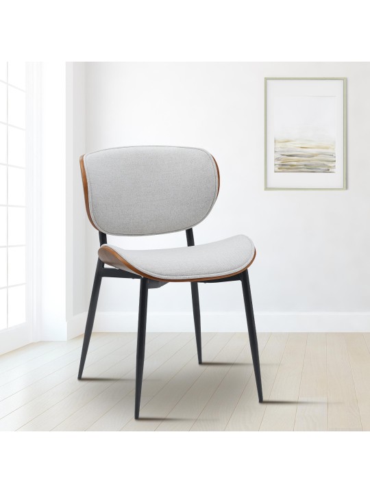 Set van 2 eetkamerstoelen Enid stof, walnoot/crème