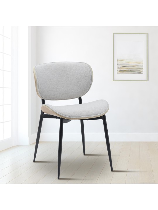 Set van 2 eetkamerstoelen Enid stof, naturel/crème