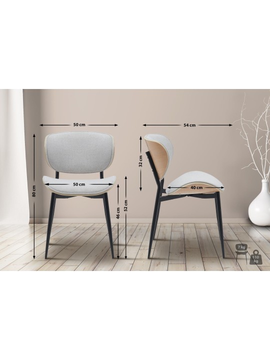Set van 2 eetkamerstoelen Enid stof, naturel/crème