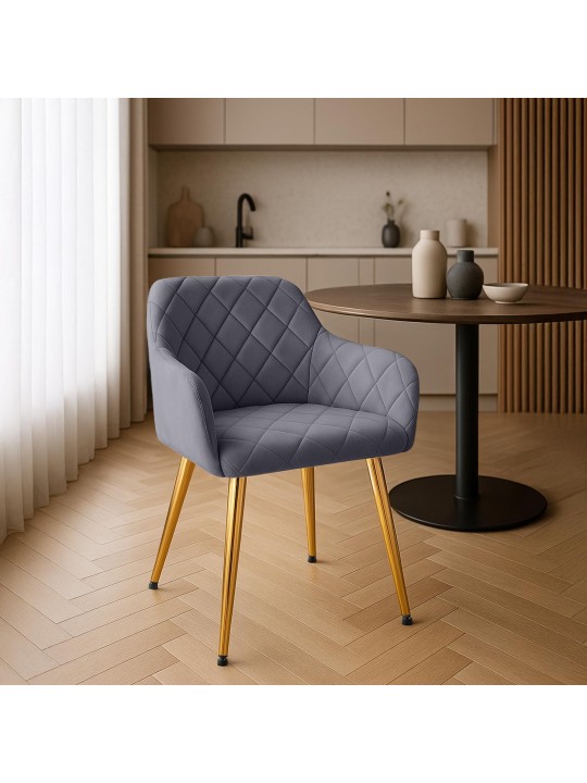 Set van 2 eetkamerstoelen Monett fluweel G, donkergrijs Set van 2 eetkamerstoelen Monett fluweel G, donkergrijs