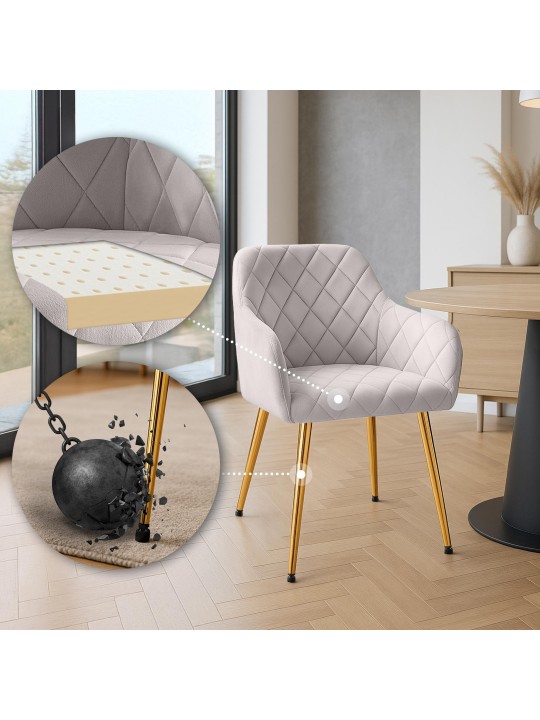 Set van 2 eetkamerstoelen Monett fluweel G, grijs