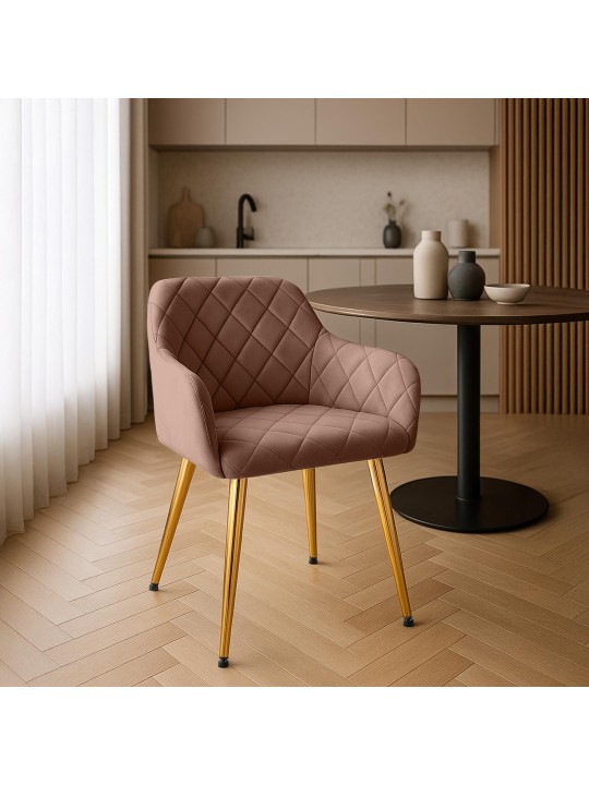 Set van 2 eetkamerstoelen Monett fluweel G, bruin