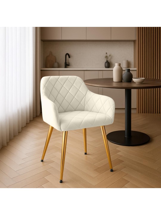 Set van 2 eetkamerstoelen Monett fluweel G, crème Set van 2 eetkamerstoelen Monett fluweel G, crème