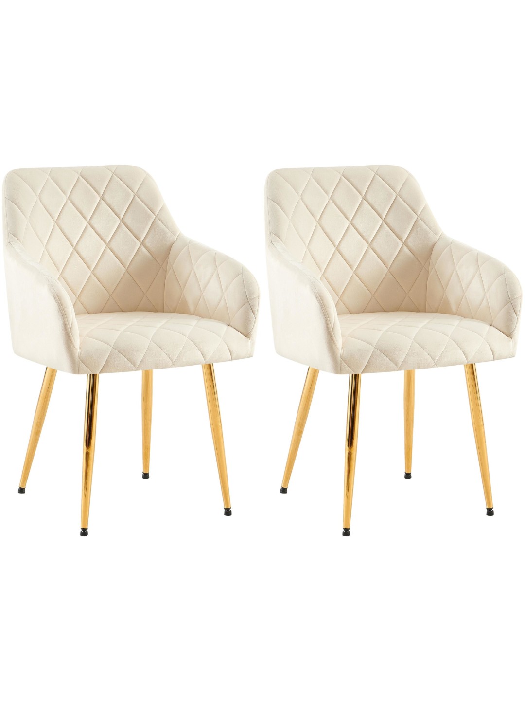 Set van 2 eetkamerstoelen Monett fluweel G, crème