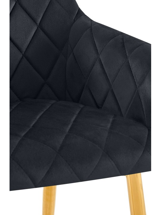 Set van 2 eetkamerstoelen Monett fluweel G, zwart Set van 2 eetkamerstoelen Monett fluweel G, zwart