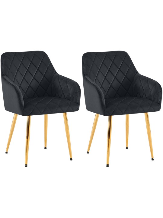 Set van 2 eetkamerstoelen Monett fluweel G, zwart Set van 2 eetkamerstoelen Monett fluweel G, zwart